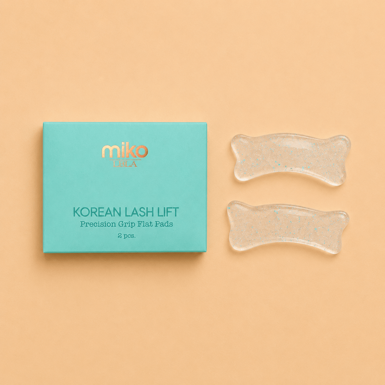 Front packaging view of the Miko by LBLA Precision Grip Flat Pads storage box.