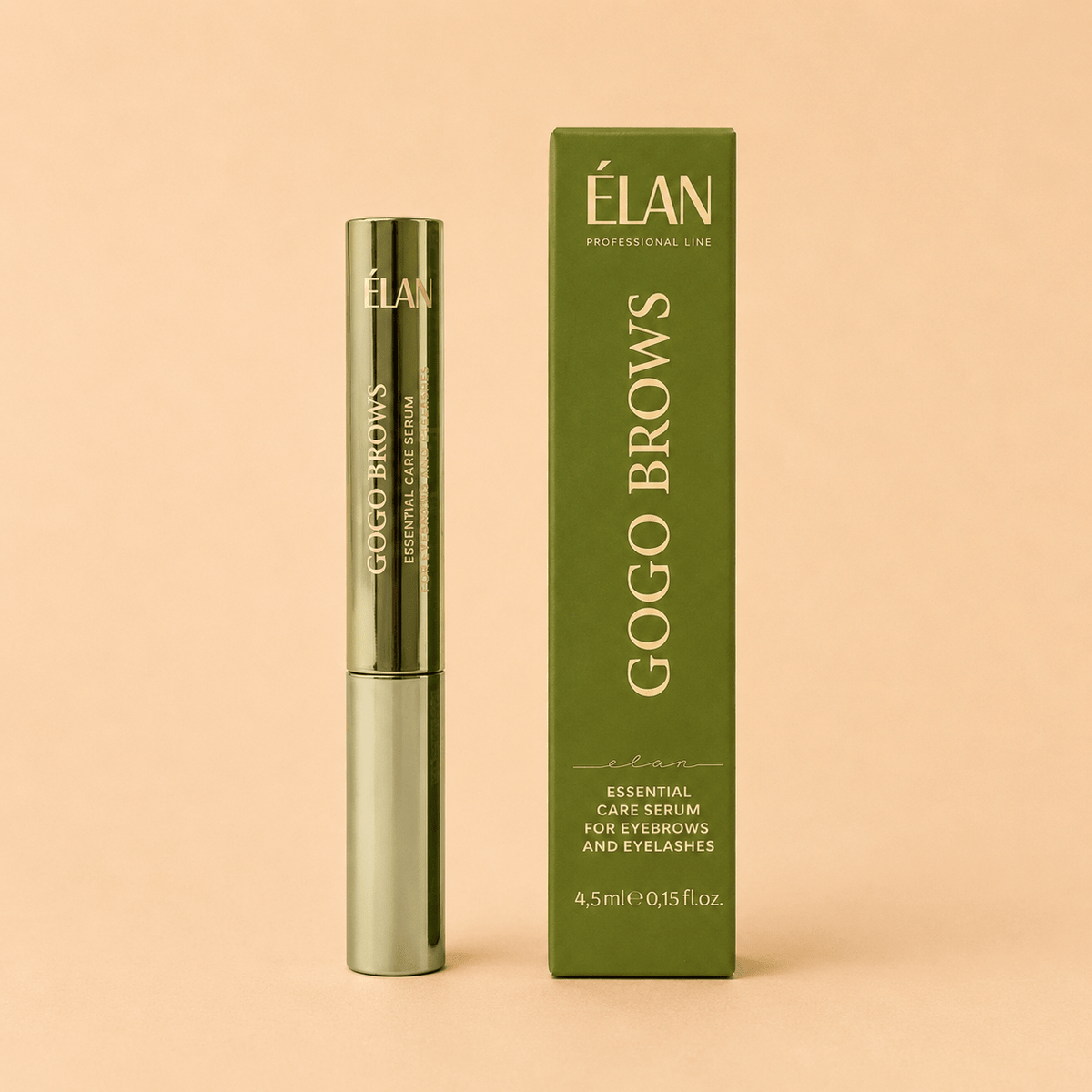 ELAN GOGO BROWS Eyebrow and Eyelash Care Serum by House of Beauty USA, featuring a nourishing daily conditioning serum with Procapil and amino acids.