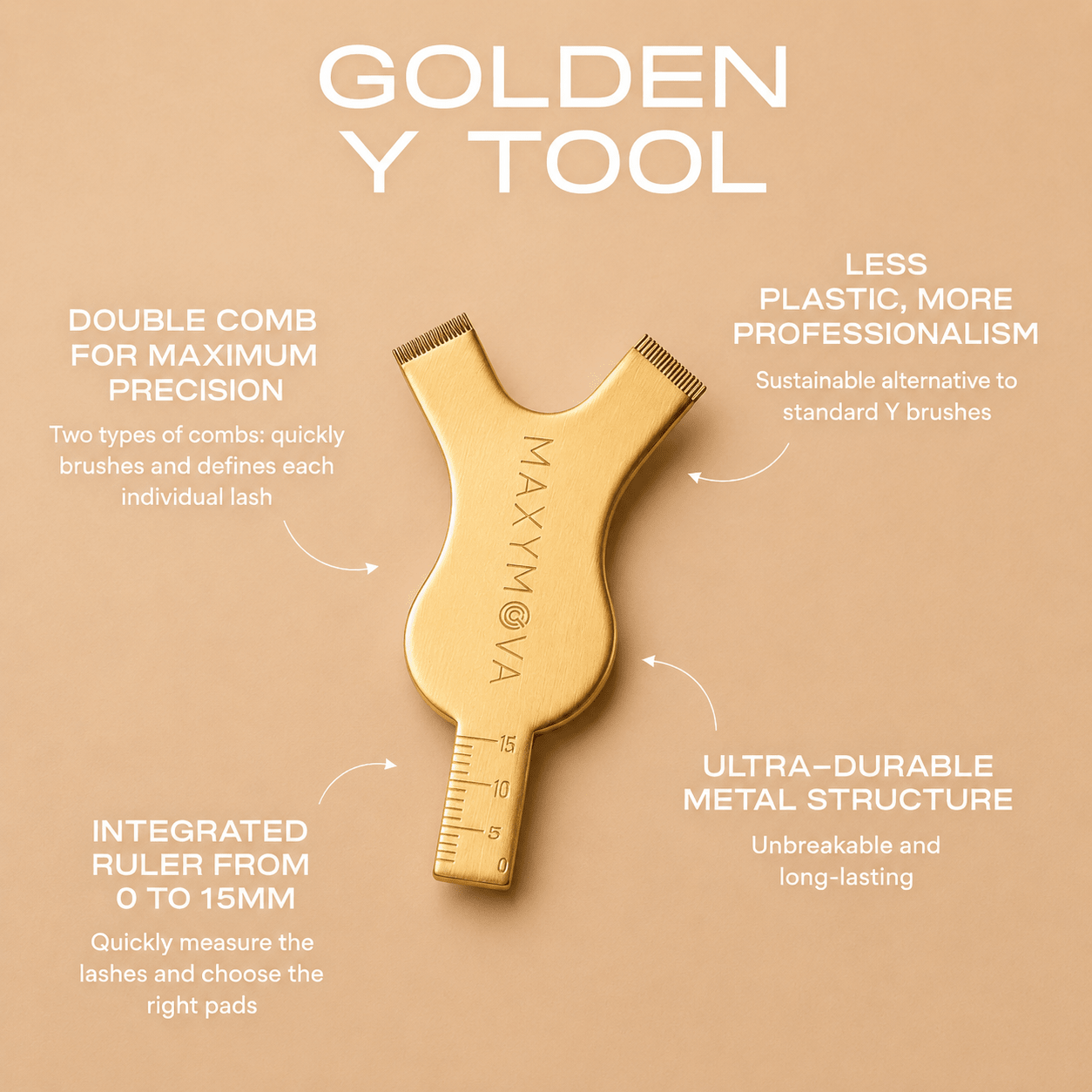 Gold Y Tool for lash lift wrap and measuring | Maxymova - House of Beauty USA