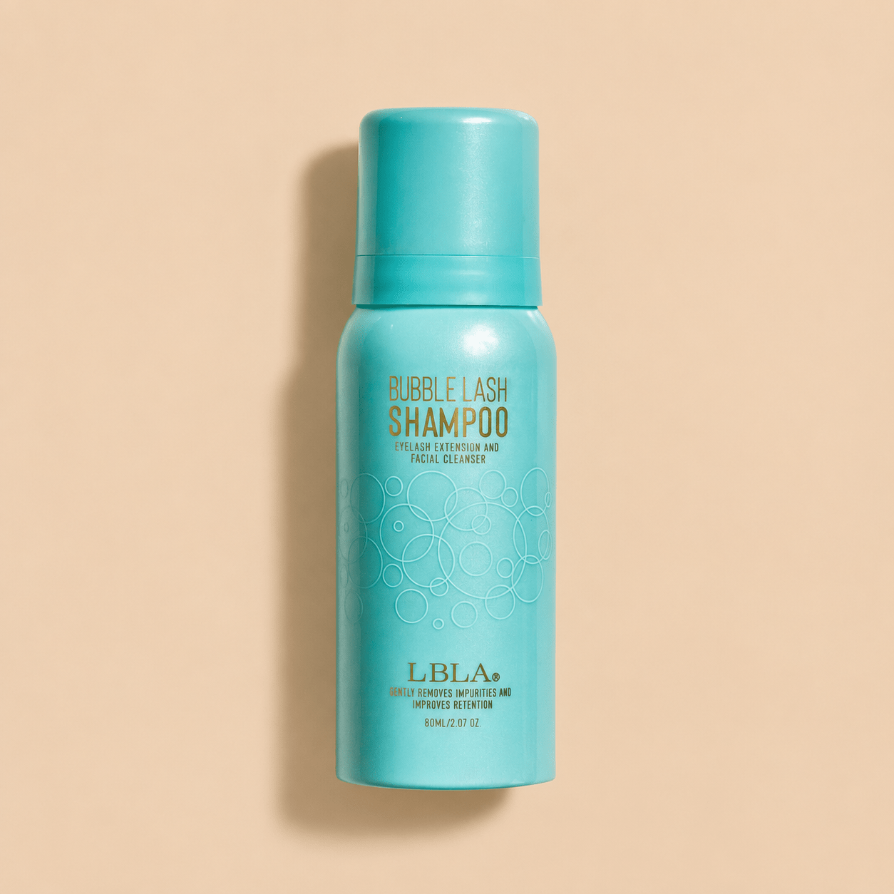 Front packaging view of the 80ml LBLA Bubble Lash Shampoo compact bottle with clear labelling.