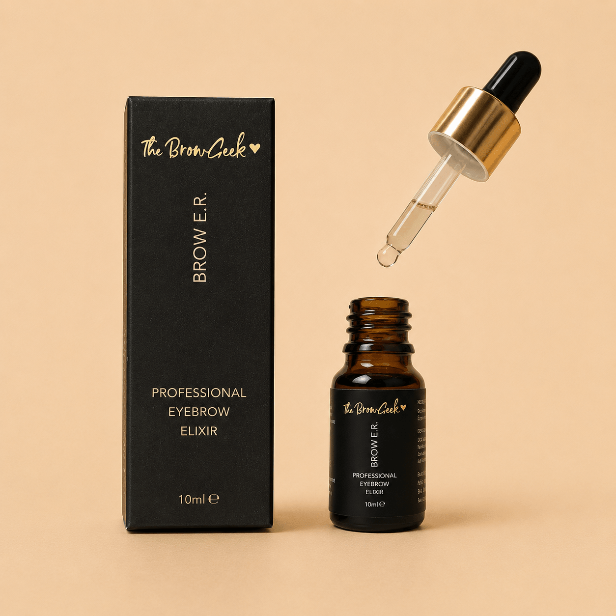 Infinity Brow E.R.™ Aftercare Oil by House of Beauty USA, featuring a 10ml bottle formulated with 26 botanical oils for brow lamination recovery.