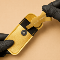 Maxymova Gold Y Tool by House of Beauty USA, featuring a durable metal lash lift tool with dual-comb designs and a built-in measuring ruler.
