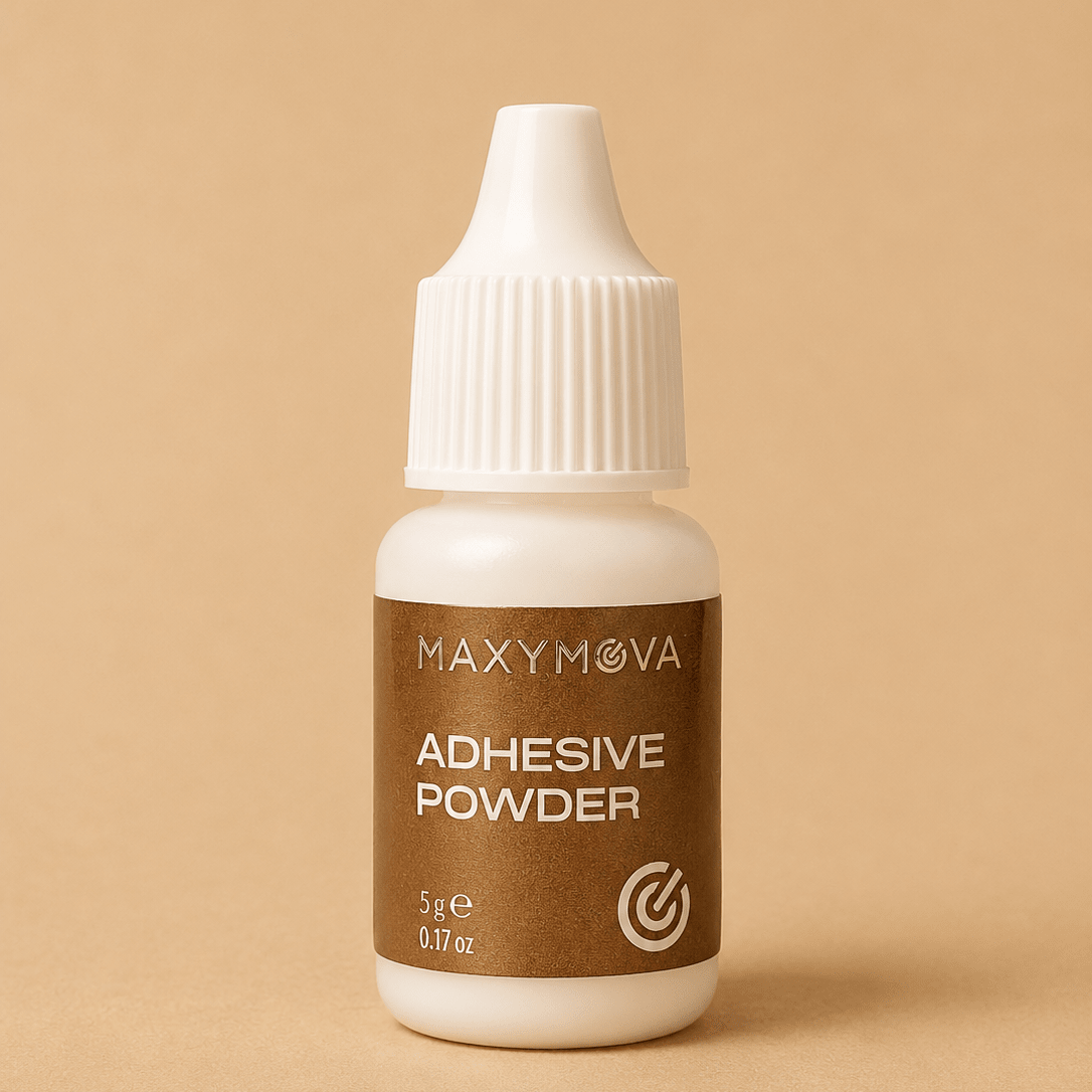 Maxymova Korean Lash Lift Adhesive Powder 5g by House of Beauty USA, featuring an innovative glueless lifting powder for professional lash treatments.