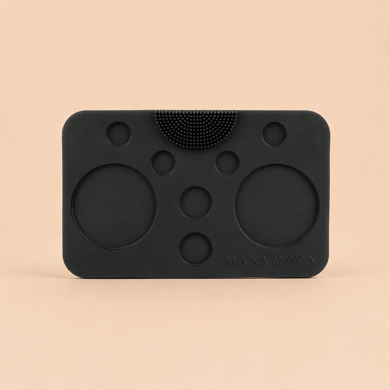 Maxymova LamiPad Silicone Palette by House of Beauty USA, featuring 8 compartments and brush cleansing bristles for lash lift and brow lamination.