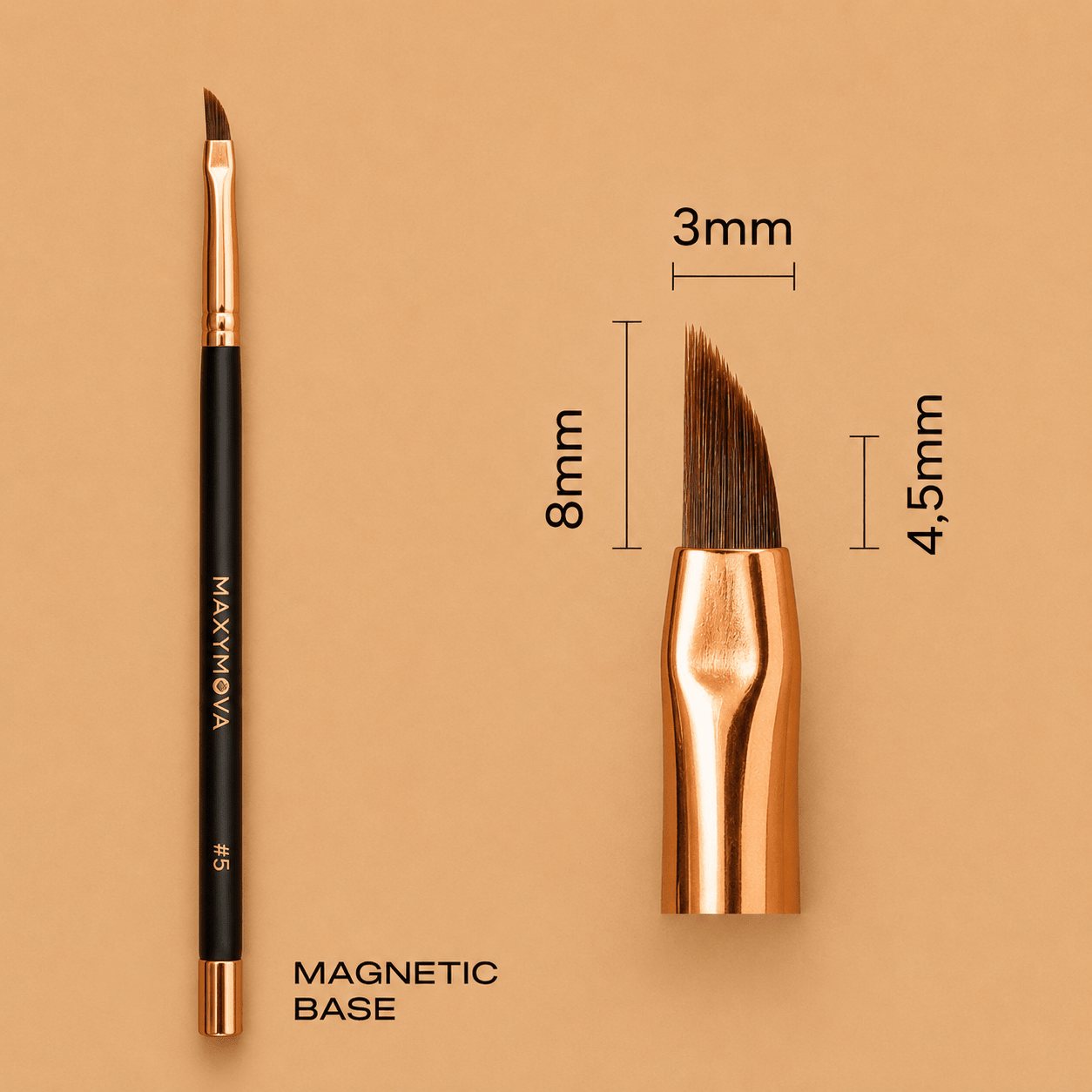 Maxymova Magnetic Brush No.6 by House of Beauty USA, featuring a professional slim angled synthetic brush for precise lotion placement.