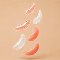 Close-up of Maxymova Mochi Shields highlighting their extra-tacky glitter silicone construction and sizes 1 to 3 for glue-free lash lift techniques.