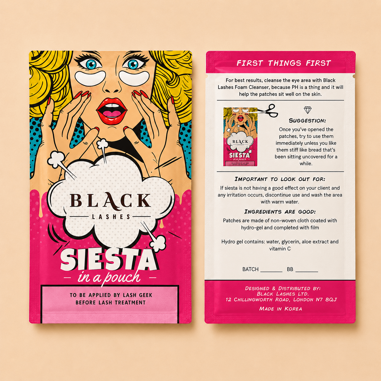 Black Lashes - Under Eye Patches Siesta in a Pouch (20x) - House of Beauty Global