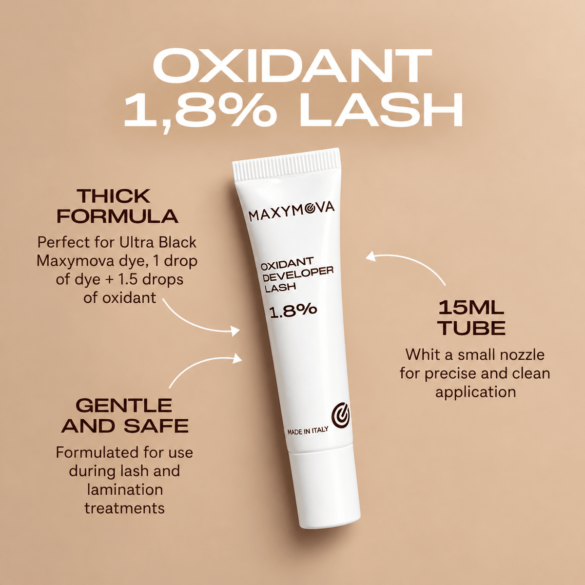 1.8% Lash Tint Oxidant 15 ml | Perfect for Ultra Black Keratin Tint | Maxymova - House of Beauty USA