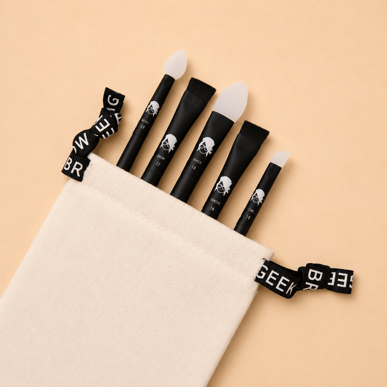 The Brow Geek Magic Wands Brush Kit by House of Beauty USA, featuring 5 professional brow tools designed by Debs Hendren.