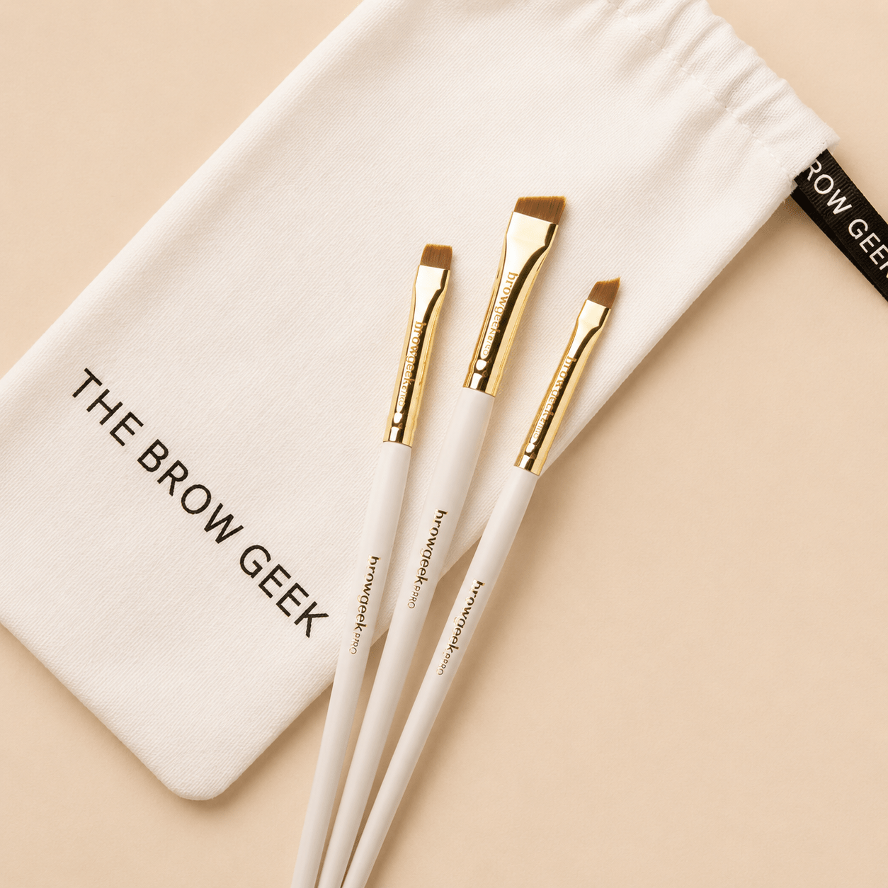 The Pro Hybrid Brush Set by House of Beauty USA, featuring 3 professional vegan synthetic brow brushes designed by The Brow Geek.